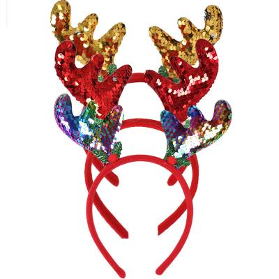 China New Glitter Christmas Headdress Headband Hair Accessories Headband Christmas Party Show Dress Up Christmas Antlers Headband for sale