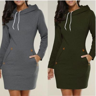 China Solid Color Knit Autumn Winter Women's Hoodie Dress Women Anti-wrinkle Women's Clothing for sale