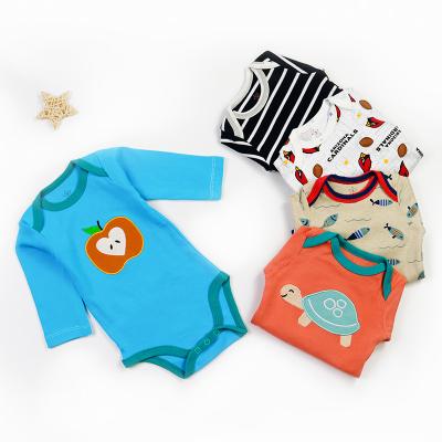 China Cozy Baby Clothes Spring Cartoon Print Long Sleeve Organic Muslin Jumpsuit 100% Cotton Triangle Baby Romper for sale