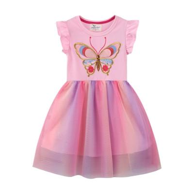 China Sweet Little Kid's Gauze Princess Dress Bridesmaid Summer Birthday Washable Short Sleeve Dress for sale