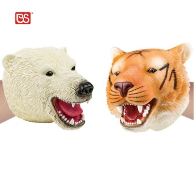 China BS Model Series Vinyl Rubber Custom Wild Animal Soft Hand Puppet Toy Eco Friendly Material Simulation Puppet Toy Juguetes Para Los Ninos for sale