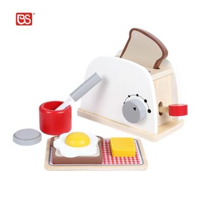 China Educational Wooden Pretend Play Kitchen Game BS Toy Montessori Material Special Royal Educational Wooden Pretend Play Kitchen Toaster Omelet Simulation Cooking Toy for sale