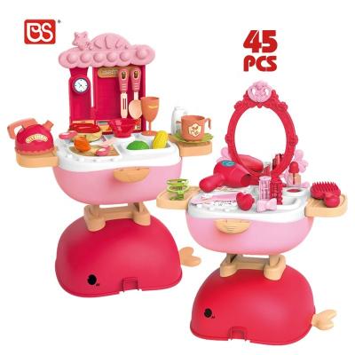 China Kondapally Toy BS Toy Play House 4 in1 Whale Backpack Dressing Up Makeup Toy And Pretend Role Play Kondapally Kitchen Toys Cooking On Sale for sale