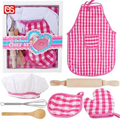 China BS Toy Stainless Steel Cookware Cooking Play Set Chef's Hat and Apron Cooking Play Happy Cooking Set Toy Miniature For Real Cooking for sale