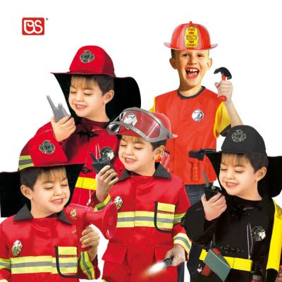 China BS Mini Uniform Police Toy Role Playing Game Firemen Dress Up Costume Professional Firefighter Costume For Kids for sale