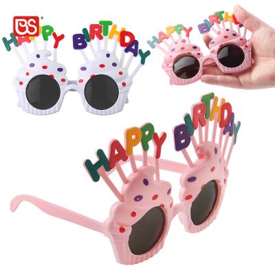 China Plastic Sunglasses Glass Plastic Happy Birthday Party Gift Happy Birthday Masquerade Prop Classic Toy 17CM BS Christmas Decoration Glass Decoration With Colorful for sale