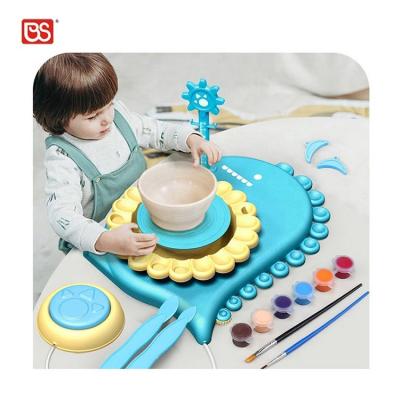 China BS Toy Kids Electric Dinosaur Ceramic Craft Sand Art Pottery Machine Toys DIY Painting Handmade Sand Art Kit Wheel Kids Craft Supplies for sale