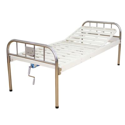 China Emergency Adjustable Hospital Beds Care One-Crank Manual Bed No Caster Wheel Metal Folding Medical Bed For Sale for sale