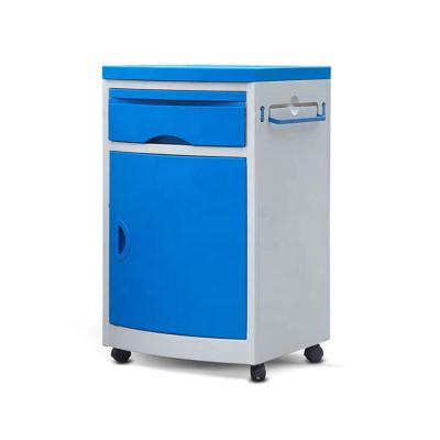 China Blue Hospital Room Furniture ABS Medical Hospital Bedside Cabinet Table with Locker and Drawer for sale