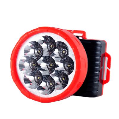 China Industrial Plastic Outdoor Portable Riding 9 LED Headlamp Rechargeable Waterproof Headlight High-material for sale