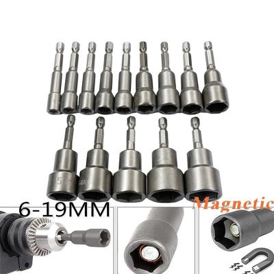 China Metal Drilling 6-19MM Power Screwdriver Socket Wrench Bit Set 1/4 Hex Shank Impact Socket Wrench Drill Bits Wrench Bit for sale