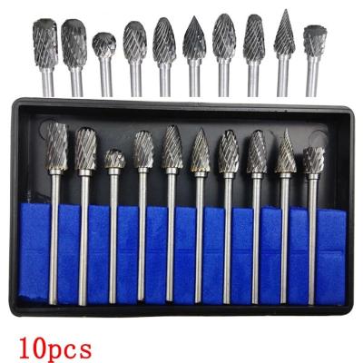 China COM 10mm Rotary Escareador Shank Drilling 10Pcs 18 Shank Tungsten Carbide Milling Cutter Hss Cone Drill Set Steel Diamond Drill for sale