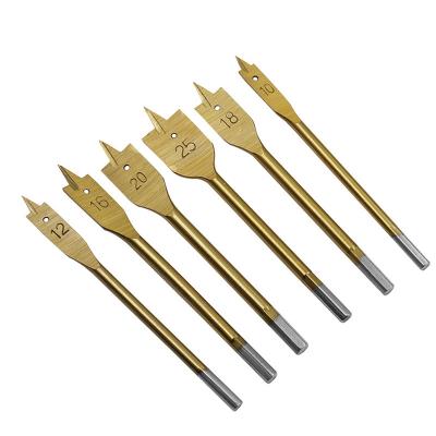 China 6pcs Wood Drilling Drill Bit 10/12/16/18/20/25mm Hex Shank Titanium Coating Shovel Bit For Wood Plastic Cutting Flat Bore Hole for sale