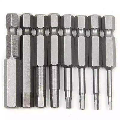 China PCB Drilling 8pcs 1/4 Inch Hex Shank 50mm Length S2 Steel Inner Hex Drill Head Screwdriver Set Bits Hex Head Allen Bits for sale