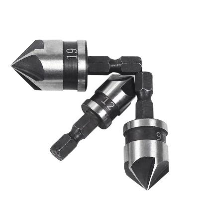 China 3pcs Wood Drilling Hex Hss Countersink Boring Drill Bit Set For Carbon Steel Hex Shank AA Metal Shank Quick Change Drill Bit Woodworking Tool for sale