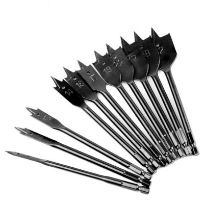 China Wood Drilling 11pcs 6-32mm High Carbon Steel Hex Shank Flat Drills Wood Hand Drill Bit Set Woodworking Drill Bit Machine Tools Hole Saw shovel for sale