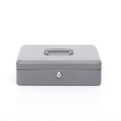 China Various Factory Home Made Security Square 300*240*90 Security Cashier Metal Cash Box In Matte Finish With Flat Handle for sale