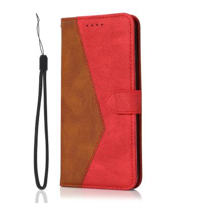 China Anti-fall suitable for Samsung note9 leather case color card cover iPhone13 flip leather splicing wallet for sale