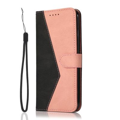 China Classic Anti-drop Flip Shockproof Black And Pink Stitching Customizable Pattern Universal Mobile Phone Case Appearance PU Material for sale