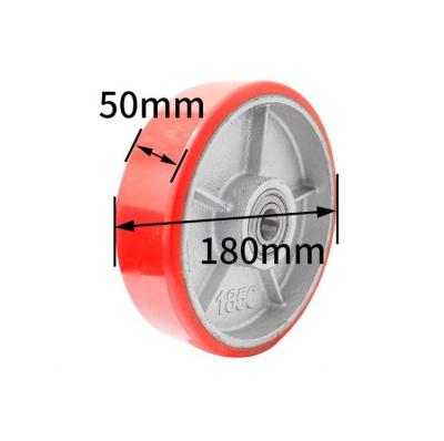 China PU Load 700kgs PU Forklift Caster Wheel 180*50 Spin Iron Core Flexible High Fork For Casters for sale