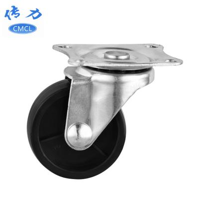 China PIVOT Low Profile Casters Wheels 1 1/2 Inch Black PP Material Universal Caster for sale