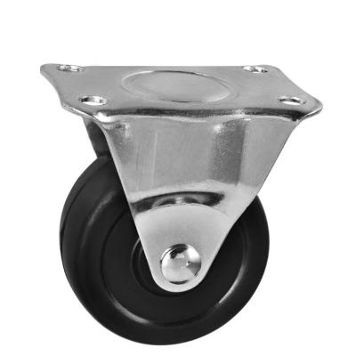 China 2 Inch Rigid Light Caster Wheel Black Rubber Fixed Caster 50mm for sale