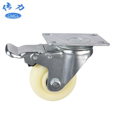 China PIVOTING 3 Inch Nylon Castor Wheel With Mechanical Brake Swivel Casters for sale