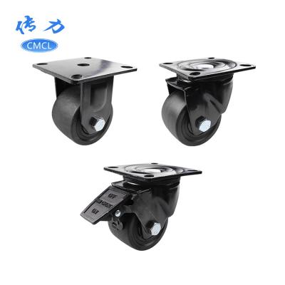 China 2 Inch Rigid Black Locking Casters Multitypes Wear Resistant Threaded Stem And Plate Casters Nylon Caster Wheels for sale