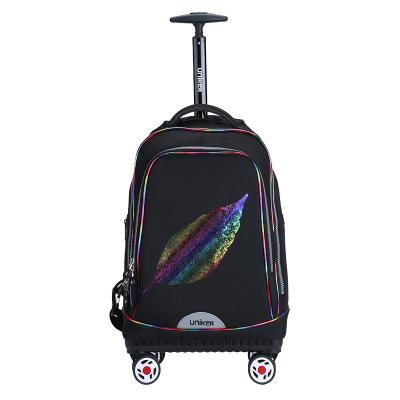 China UNIKER Multifunctional Water Repellent School Bags Rolled Backpack Four Wheeled Trolley Backpack Business Trolley Luggage Trolley Bags for sale