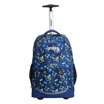 China UNIKER Water Repellent College School Trolley Backpack Polyester Child Trolley Bag Backpack Trolley Travel Bag for sale