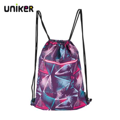 China UNIKER Waterproof Polyester Drawstring String Backpack Bags Shoe Storage Bag for sale