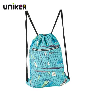 China UNIKER Polyester Waterproof Wholesale Drawstring Backpack Waterproof Gym Bag With High Quality for sale