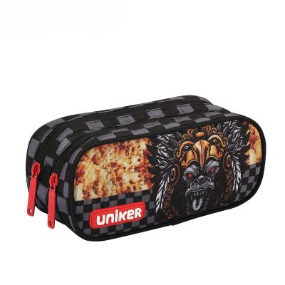 China Schools & UNIKER Offices Sublimation School Pencil Case For Boys Doubles Pencil Case Zipper Fashion Pencil Cases for sale