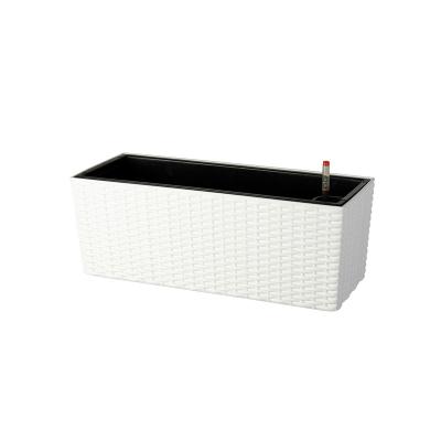 China Yizhitang Contemporary Wholesale Green Rattan Rectangle Planting Automatic Rectangular Plastic Flower Pot Plant Pot for sale