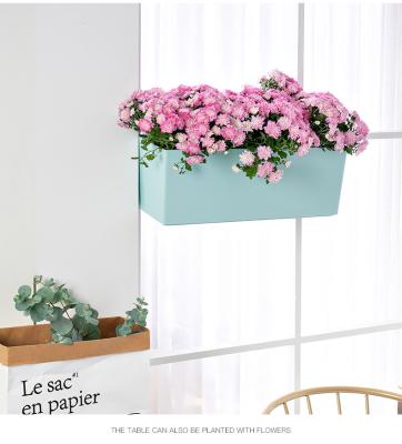 China Large Contemporary Rectangular Plastic Wall Hanging Flower Potted Plant Pot For Indoor Outdoor Garden Decoration for sale