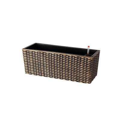 China Surface Contemporary Wall Hanging Plastic Rattan Flower Pot With Irrigation System Colorful Plastic Flower Plant Pot for sale