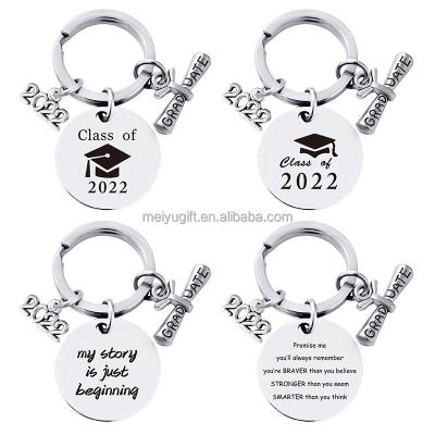 China 2022 Hot Selling Key Chain Stainless Steel Round Graduation Season Gift Engraved Metal Key Chain Accessories for sale