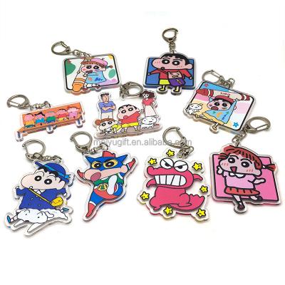 China Promotional Custom llaveros Printed Acrylic Charm Pencil Shin-chan Key Chain LOGO Acrylic Keychains Anime Souvenir Gift for sale