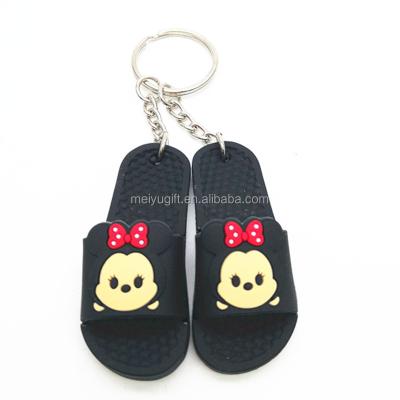 China San-Rio Disnep 3D Mini Sneaker Eco-Friendly Slipper Key Chain Shoes Frog Dog Winnied Big Ear Key Chain Slip Train for sale