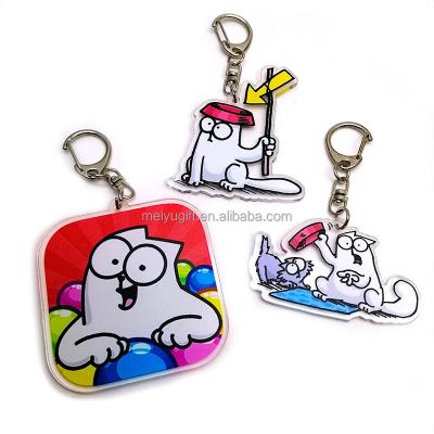 China New Cartoon Anime Souvenir Gifts Cute Colorful Acrylic Custom Key Chain Simons Cat Acrylic Key Chain Charm for sale