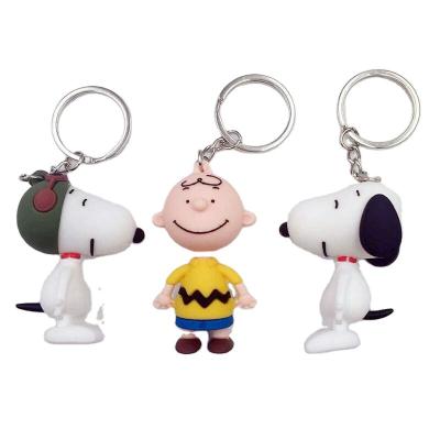 China Charlie Brown hot soft cute snooby cartoon accessories Charlie dog anime souvenir gifts promotion PVC key chain for sale