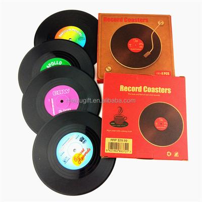 China Retro Vinyl Record Vinyl Record Table Place Mats Retros Viable Black Coasters for sale