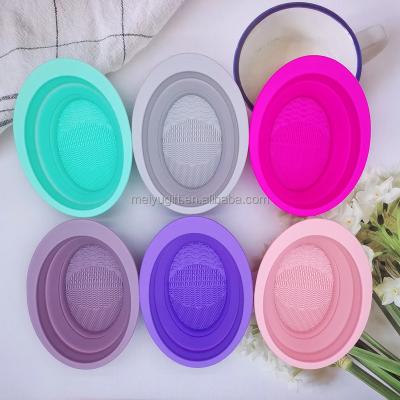 China New Silicone Washing Pad Beauty Bowl Folding Tool Makeup Beauty Bowl Durable Cleaning Tool for sale