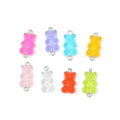 China Cute Mini Bear Decoration Accessories Bear Candy Resin Key Chain Environmental Friendly Candy Bear Key Chain Charm For DIY Jewelry for sale