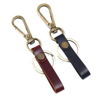 China Non-toxic high quality real leather key chain with metal ring for Amazon hot sale can be used for laser lettering for sale