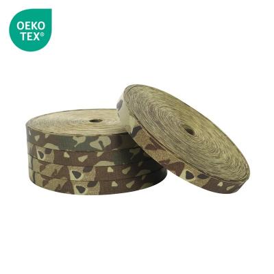 China Soft and Flexible Newest Design Weaver Custom camo polyester camouflage jacquard weave webbing tactical webbing for sale