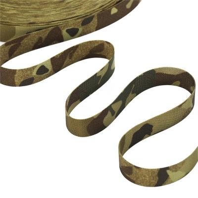 China Soft and Flexible OEKO TEX Factory Custom Camouflage Pattern High Stretch Polyester nylon Jacquard Camo webbing Band for sale