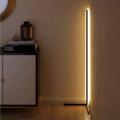 China New Modern Design RGB LED Vertical Minimal Tripod White Floor Lamp Function Remote Control Warm White Nordic Standing Corner Lamp for sale