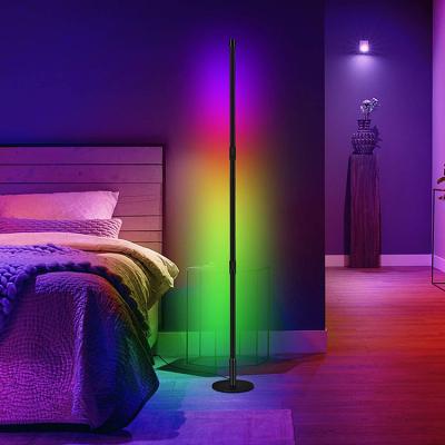 China Colorful Nordic Light Modern Wall Standing Home Corner Floor Lamp Changing Smart Black Dreamy Color RGB LED Decoration For Living Room for sale