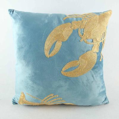 China Premium Folded Animal Lobster 45*45Cm Square Embroidery Cushion Covers Manufacturers for sale